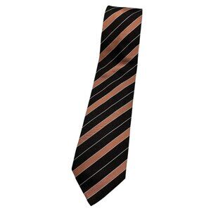 BOGGI Men's 100% Silk Necktie LUXURY Tie Black Orange W:3.4" EUC